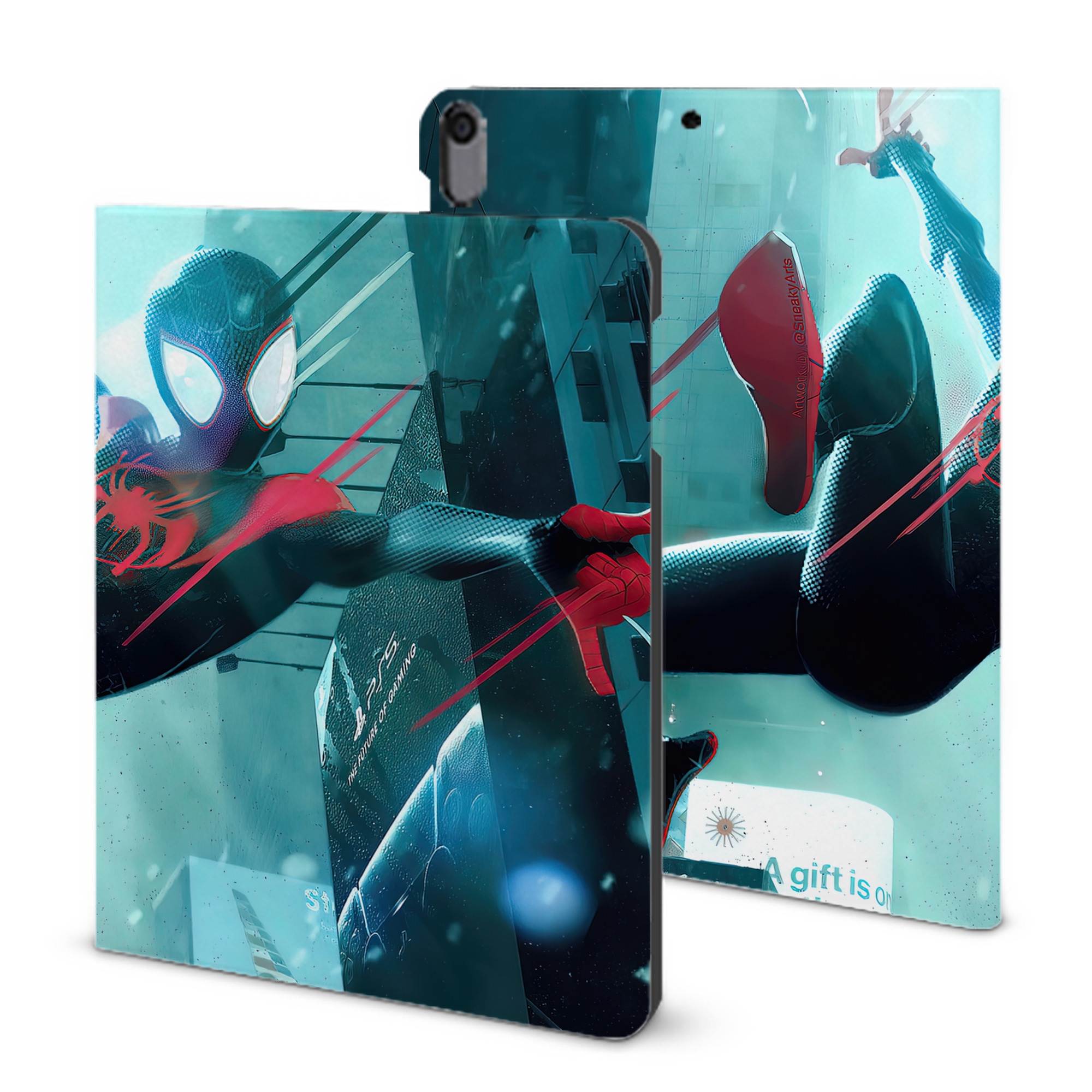 （画像用） Spider Man スパイダーマン IPad ケース ブック型 PUレザー TPU 耐衝撃 軽量 薄型 ペン収納なし 全面保護 IPad 各モデル対応
